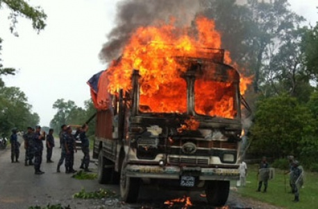 Band enforcers torch truck in Dhangadi